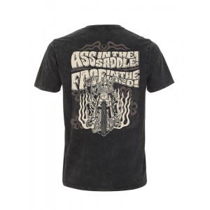Dragstrip Clothing Ass in the Saddle acid wash black t`shirt
